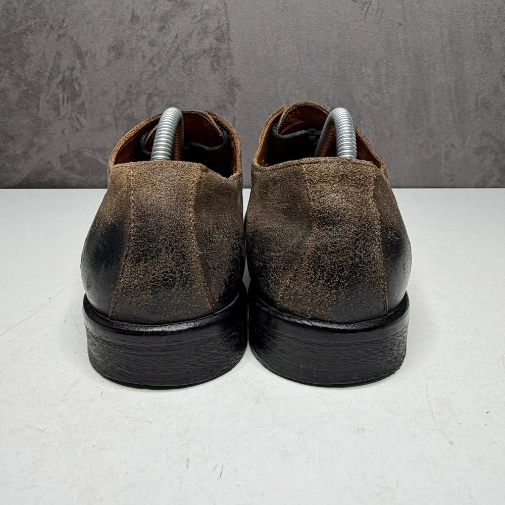 Barneys New York Oxford Shoes Men 9M Brown Distressed Suede Made‎ in Italy